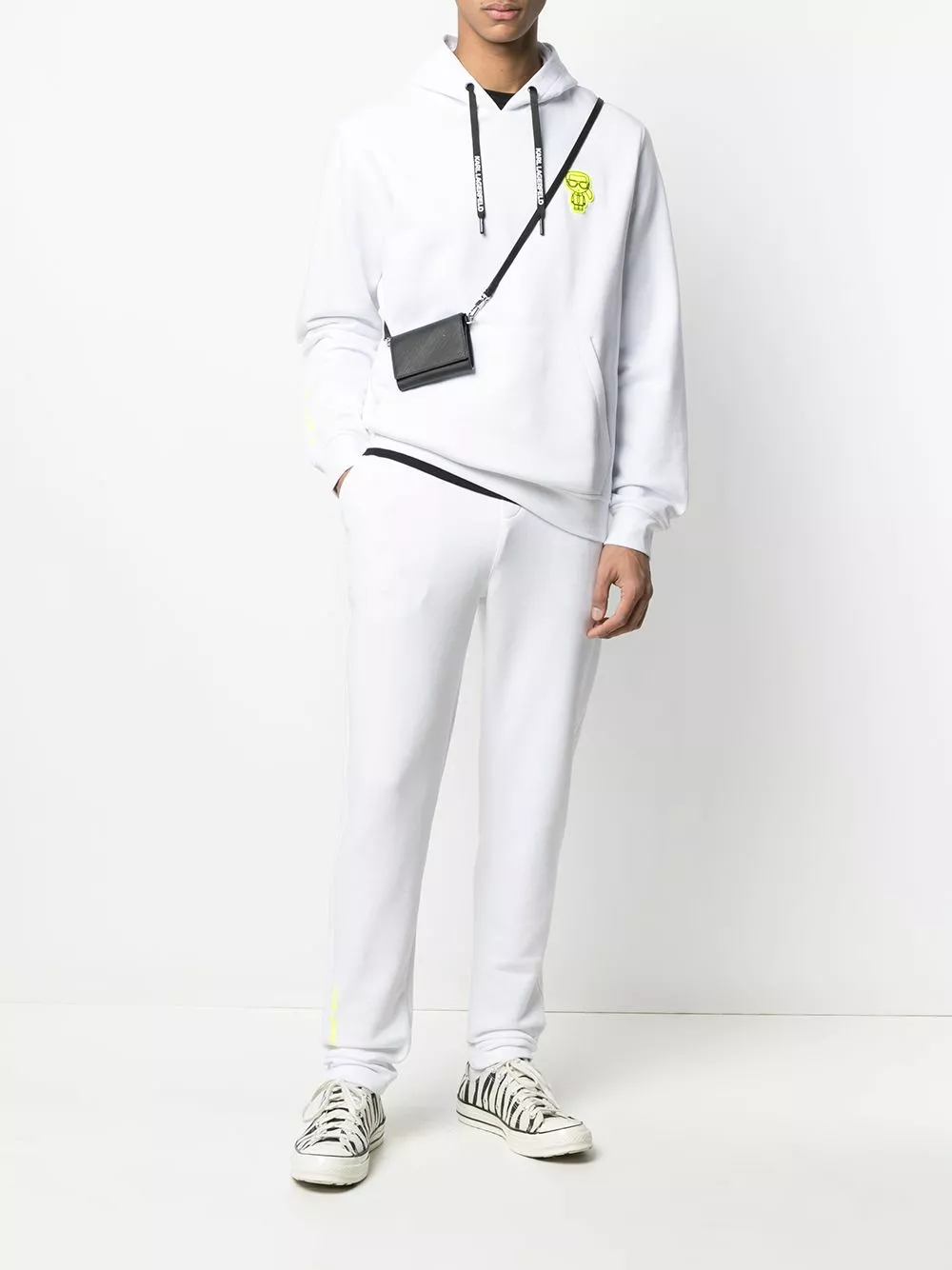 Karl Lagerfeld K/Ikonic logo-patch cotton hoodie