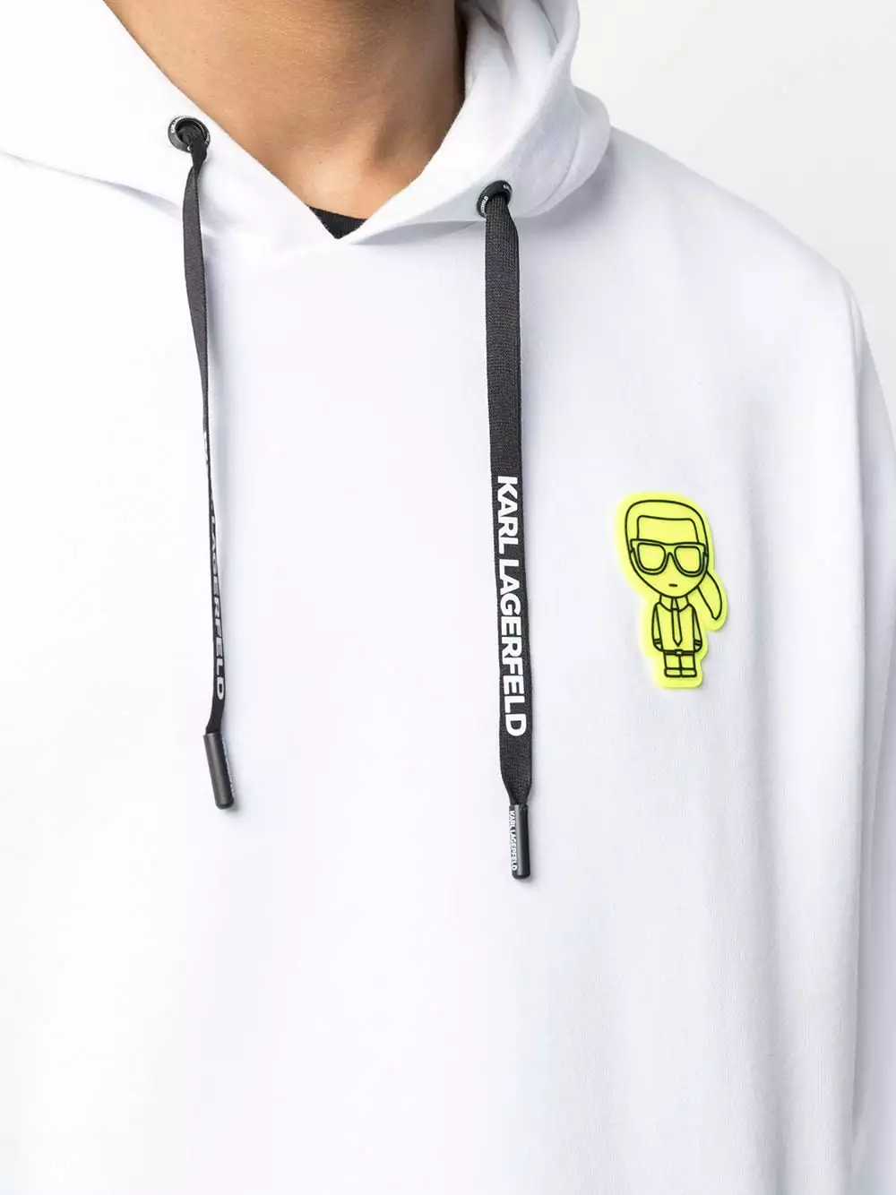 Karl Lagerfeld K/Ikonic logo-patch cotton hoodie