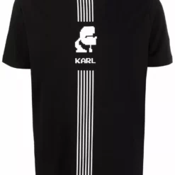 Karl Lagerfeld pixel-logo print stretch-cotton T-shirt
