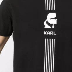 Karl Lagerfeld pixel-logo print stretch-cotton T-shirt
