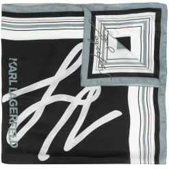 Karl Lagerfeld Karligraphy embroidered silk scarf