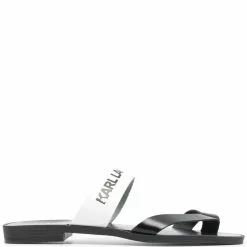 Karl Lagerfeld logo-print leather flip flops
