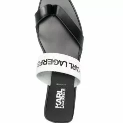 Karl Lagerfeld logo-print leather flip flops