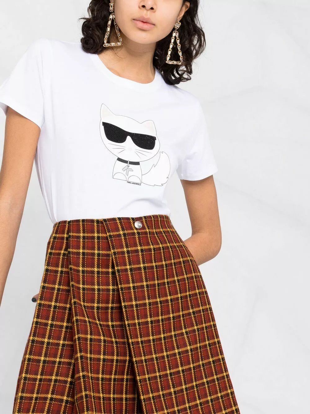 Karl Lagerfeld sequin cat print T-shirt