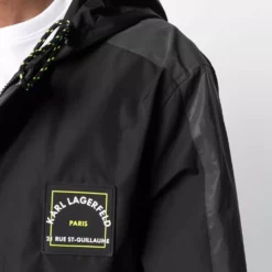 Karl Lagerfeld logo-address hooded coat