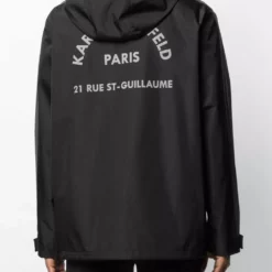 Karl Lagerfeld logo-address hooded coat