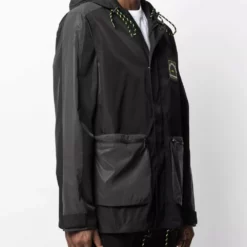 Karl Lagerfeld logo-address hooded coat