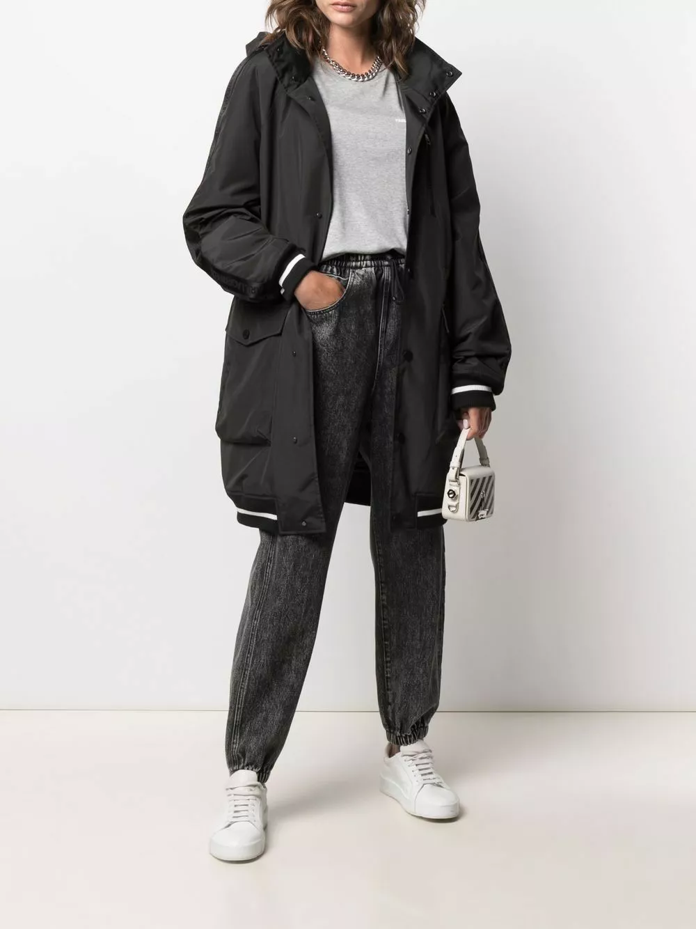 Karl Lagerfeld logo address-print parka