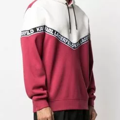 Karl Lagerfeld two-tone logo-tape hoodie