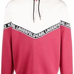 Karl Lagerfeld two-tone logo-tape hoodie