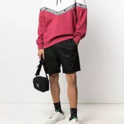 Karl Lagerfeld two-tone logo-tape hoodie