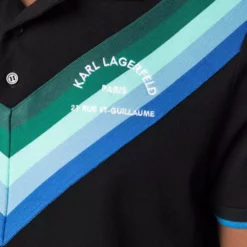 Karl Lagerfeld stripe logo-address polo shirt