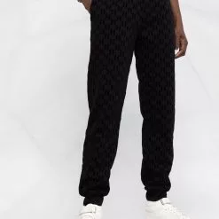 Karl Lagerfeld flocked-monogram track pants