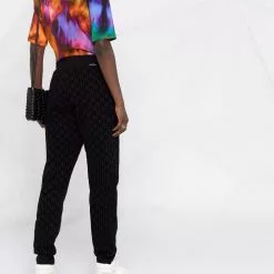 Karl Lagerfeld flocked-monogram track pants