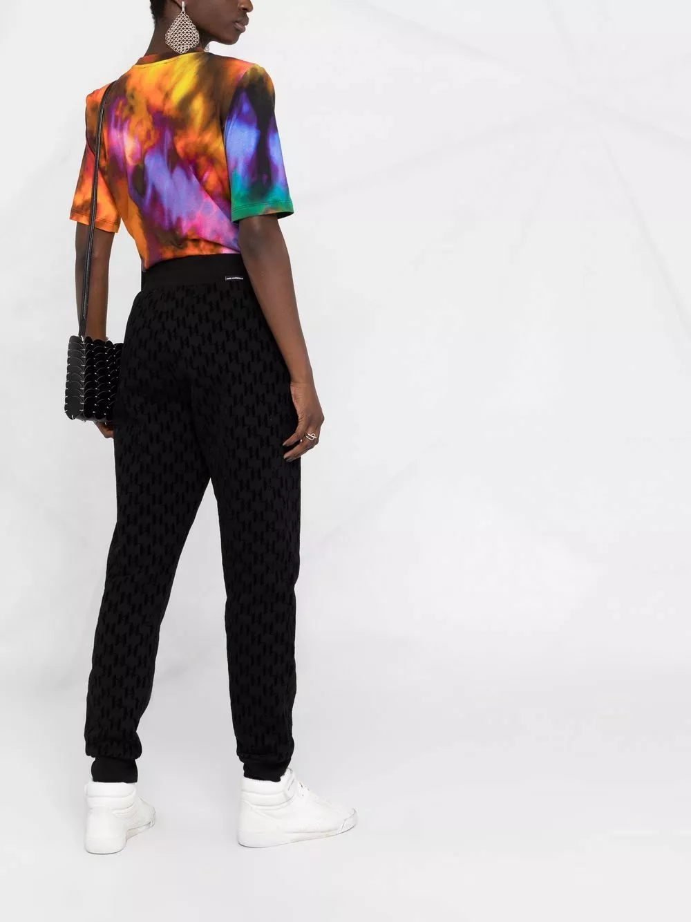 Karl Lagerfeld flocked-monogram track pants