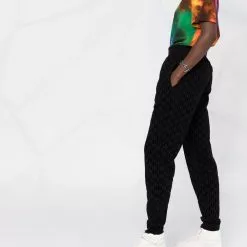 Karl Lagerfeld flocked-monogram track pants