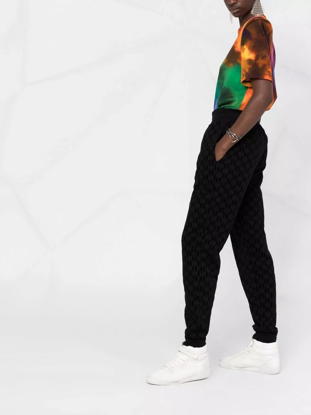 Karl Lagerfeld flocked-monogram track pants