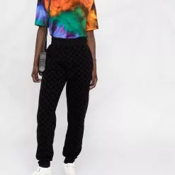 Karl Lagerfeld flocked-monogram track pants