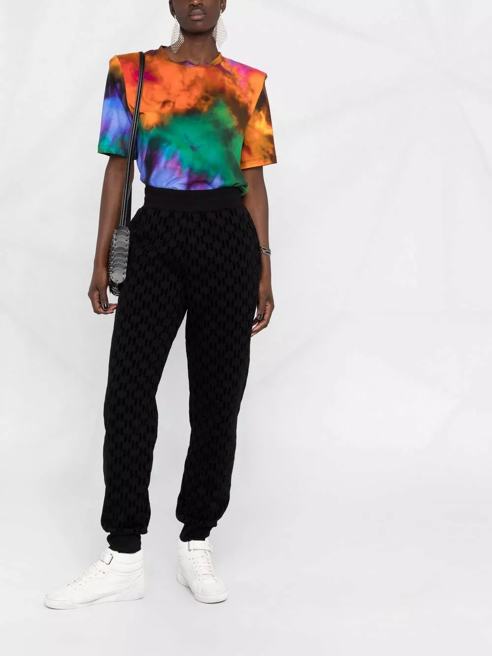 Karl Lagerfeld flocked-monogram track pants