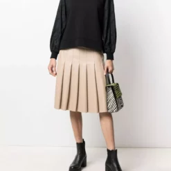 Karl Lagerfeld pleated faux-leather skirt