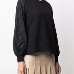 Karl Lagerfeld logo poplin-sleeve sweatshirt