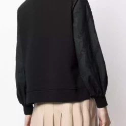 Karl Lagerfeld logo poplin-sleeve sweatshirt