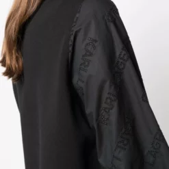 Karl Lagerfeld logo poplin-sleeve sweatshirt