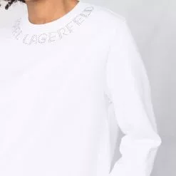 Karl Lagerfeld rhinestone logo neck sweatshirt