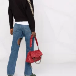 Karl Lagerfeld logo glitter tape crop sweatshirt