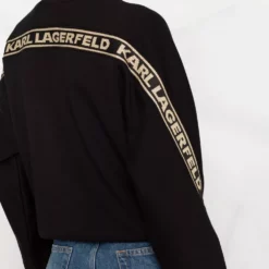 Karl Lagerfeld logo glitter tape crop sweatshirt