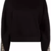 Karl Lagerfeld logo glitter tape crop sweatshirt