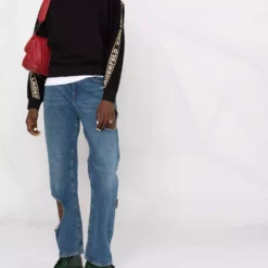 Karl Lagerfeld logo glitter tape crop sweatshirt