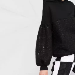 Karl Lagerfeld tweed-panel hoodie