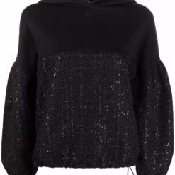 Karl Lagerfeld tweed-panel hoodie