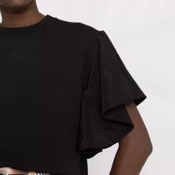 Karl Lagerfeld taffeta ruffle sleeve T-shirt