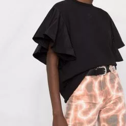 Karl Lagerfeld taffeta ruffle sleeve T-shirt