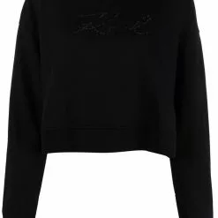 Karl Lagerfeld logo-studded cropped sweatshirt