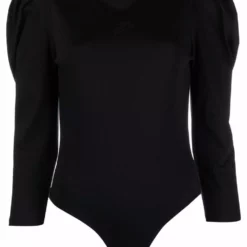 Karl Lagerfeld Mercerized V-back cotton bodysuit