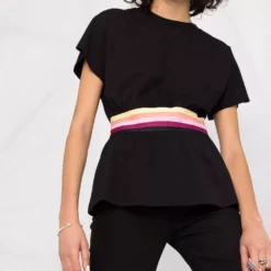 Karl Lagerfeld striped waistband cotton T-shirt