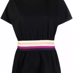 Karl Lagerfeld striped waistband cotton T-shirt