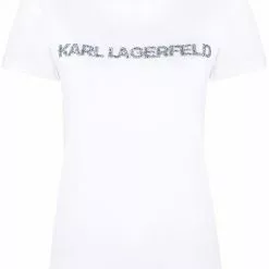 Karl Lagerfeld crystal-embellished logo T-shirt