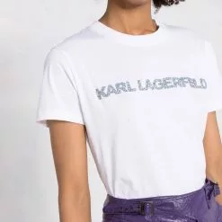 Karl Lagerfeld crystal-embellished logo T-shirt