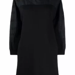 Karl Lagerfeld logo poplin-sleeve sweatdress