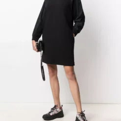 Karl Lagerfeld logo poplin-sleeve sweatdress