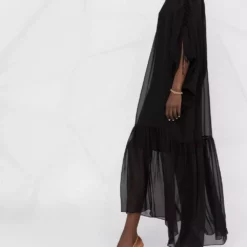 Karl Lagerfeld gathered silk maxi dress