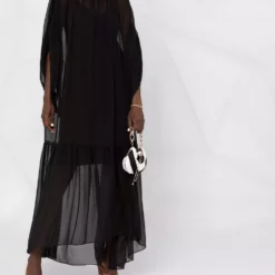 Karl Lagerfeld gathered silk maxi dress