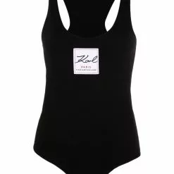 Karl Lagerfeld logo-patch sleeveless bodysuit
