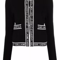 Karl Lagerfeld logo-trimmed knitted cardigan