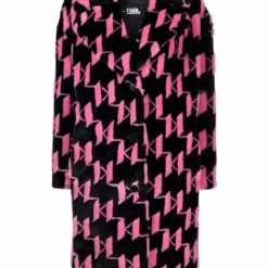 Karl Lagerfeld KL monogram faux-fur coat