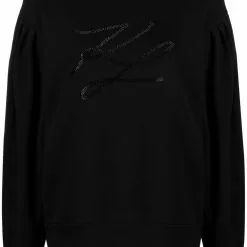 Karl Lagerfeld logo-studded puff-sleeved sweatshirt